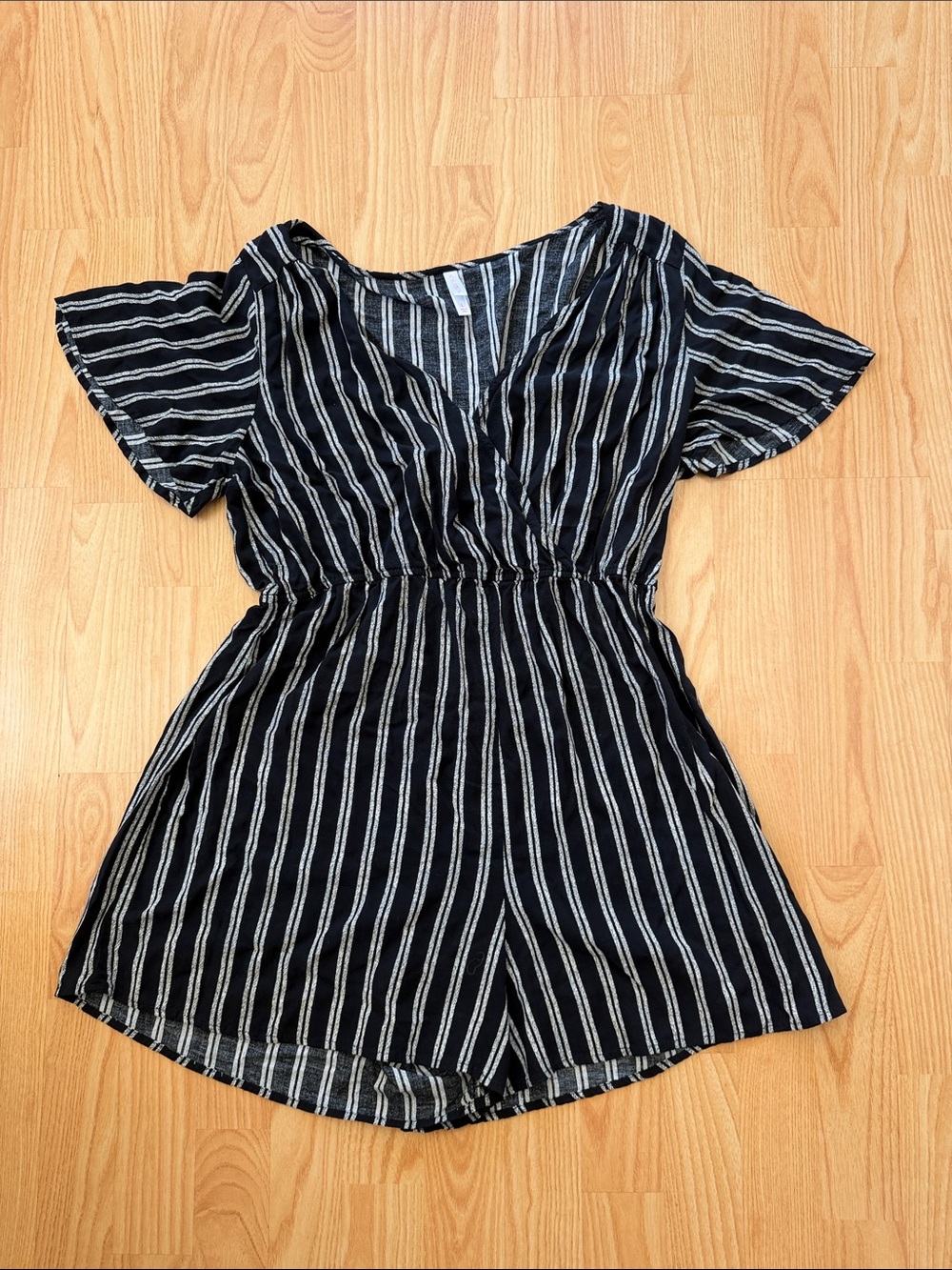 Xhilaration Black and White Striped Romper